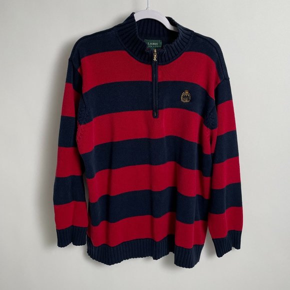 Ralph Lauren Striped Half Zip Sweater - Picture 2 of 3